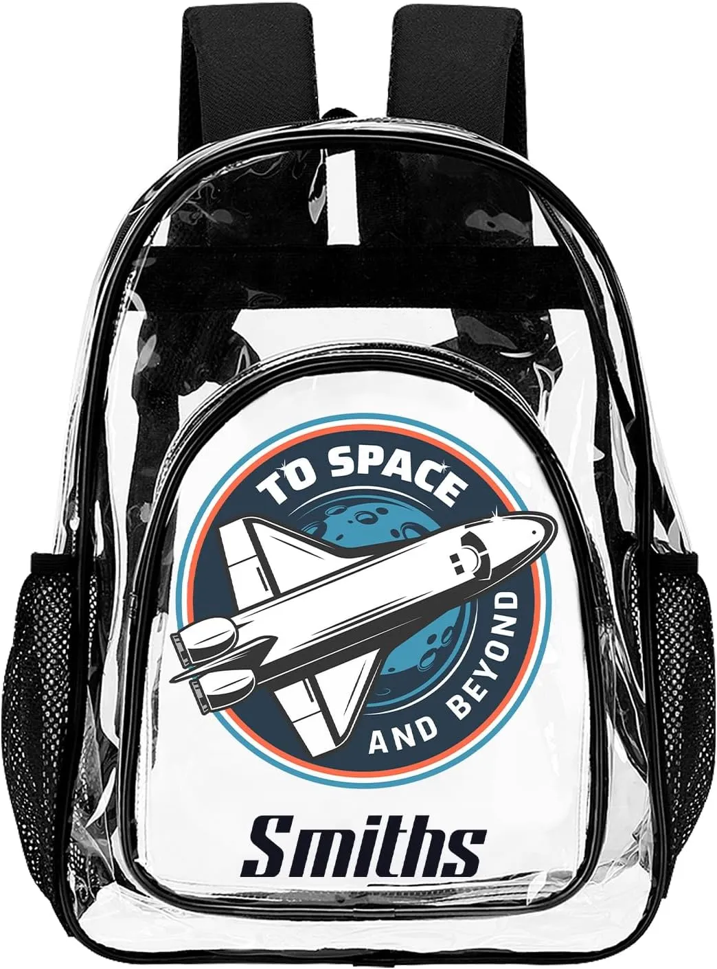 Personalized Clear School Backpack for Boys, Custom Rocket Planet Pattern Backpacks with Name, TPU Waterproof Transparent Bookbag Suitable for Kids, Best Back to School Gifts