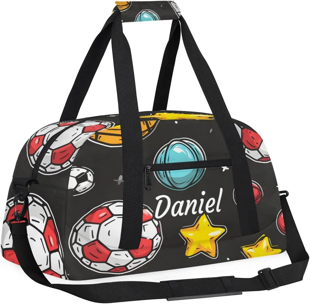 Personalized Duffel Bags for Kids Custom Gym Bag Small Dance Bag Luggage Bags for Boys and Girls Soccer Stars