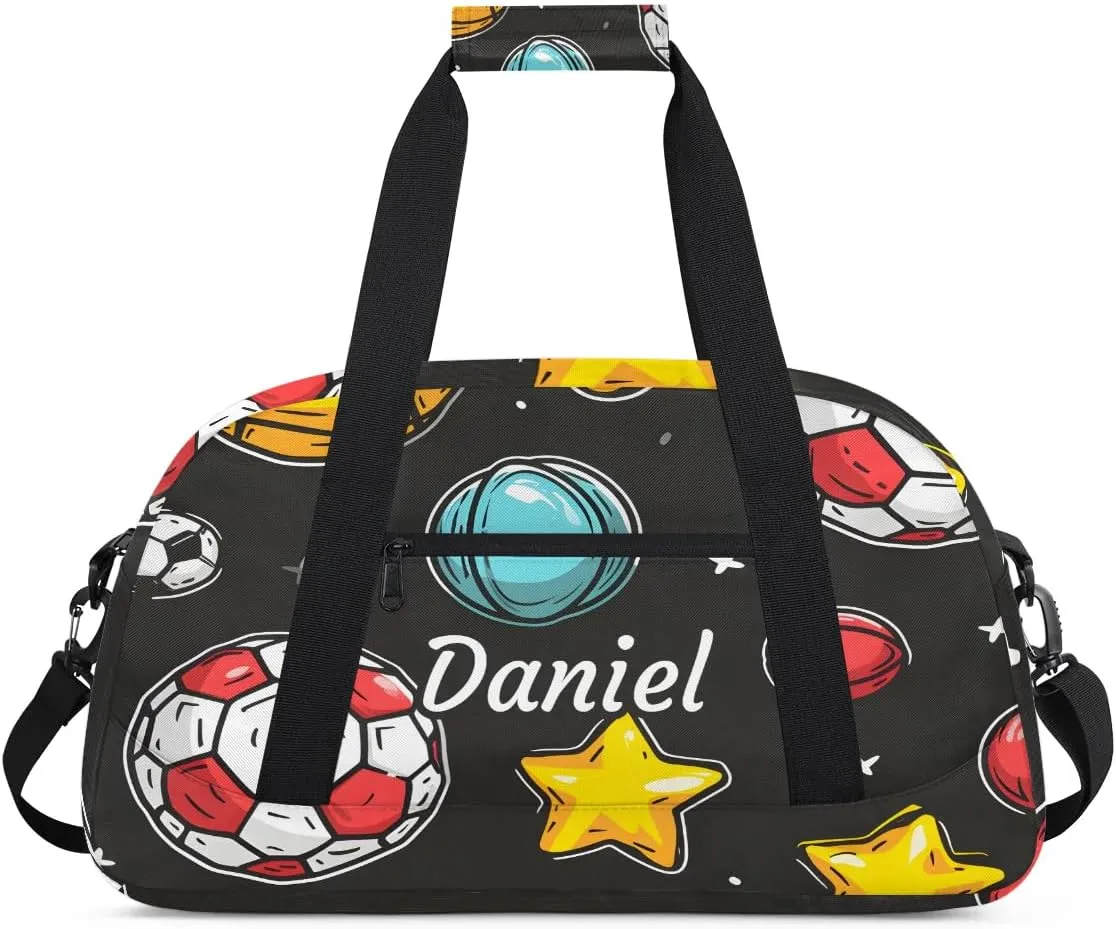 Personalized Duffel Bags for Kids Custom Gym Bag Small Dance Bag Luggage Bags for Boys and Girls Soccer Stars