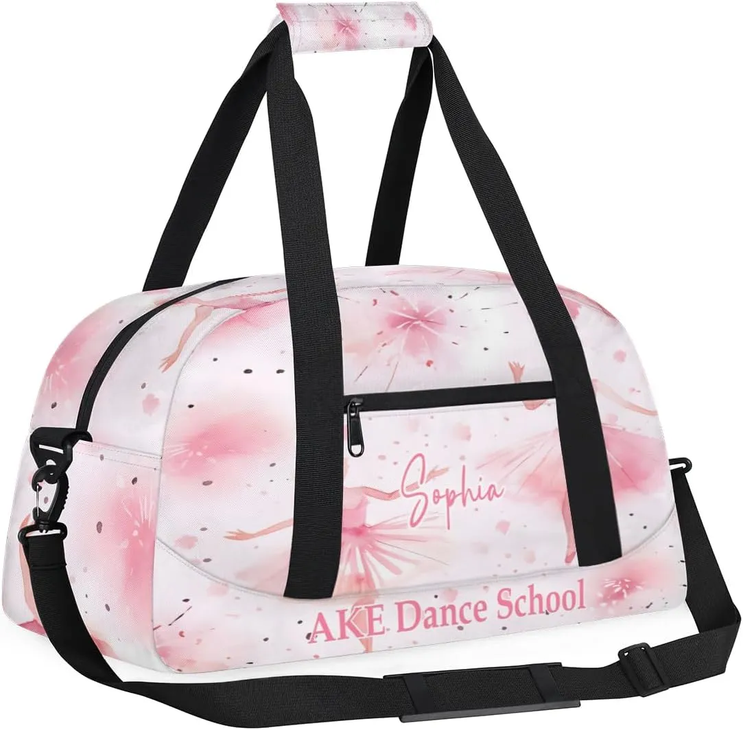 Personalized Duffel Bags for Kids Gym Bag with Name Small Dance Bag for Girls Luggage Bags Pink Dancer