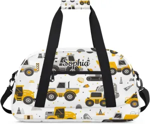 Personalized Duffel Bags for Kids Gym Bag with Name Small Kids Duffel Bag Boys Luggage Bags Yellow Cars
