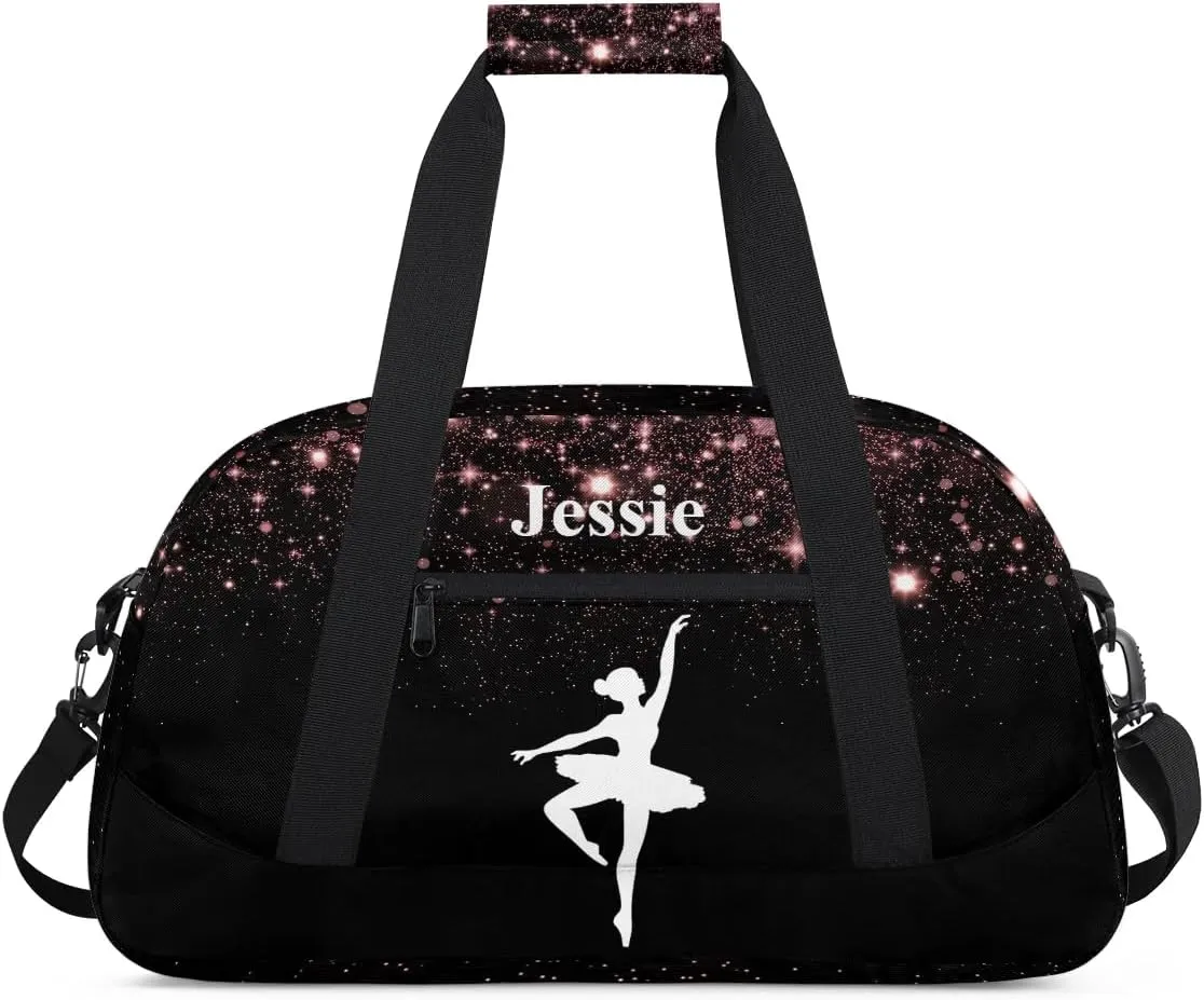 Personalized Duffels Bags for Kids Custom Gym Bag Small Dance Bag Travel Luggage Bags for Sports Red Glitter Print