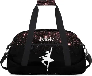 Personalized Duffels Bags for Kids Custom Gym Bag Small Dance Bag Travel Luggage Bags for Sports Red Glitter Print