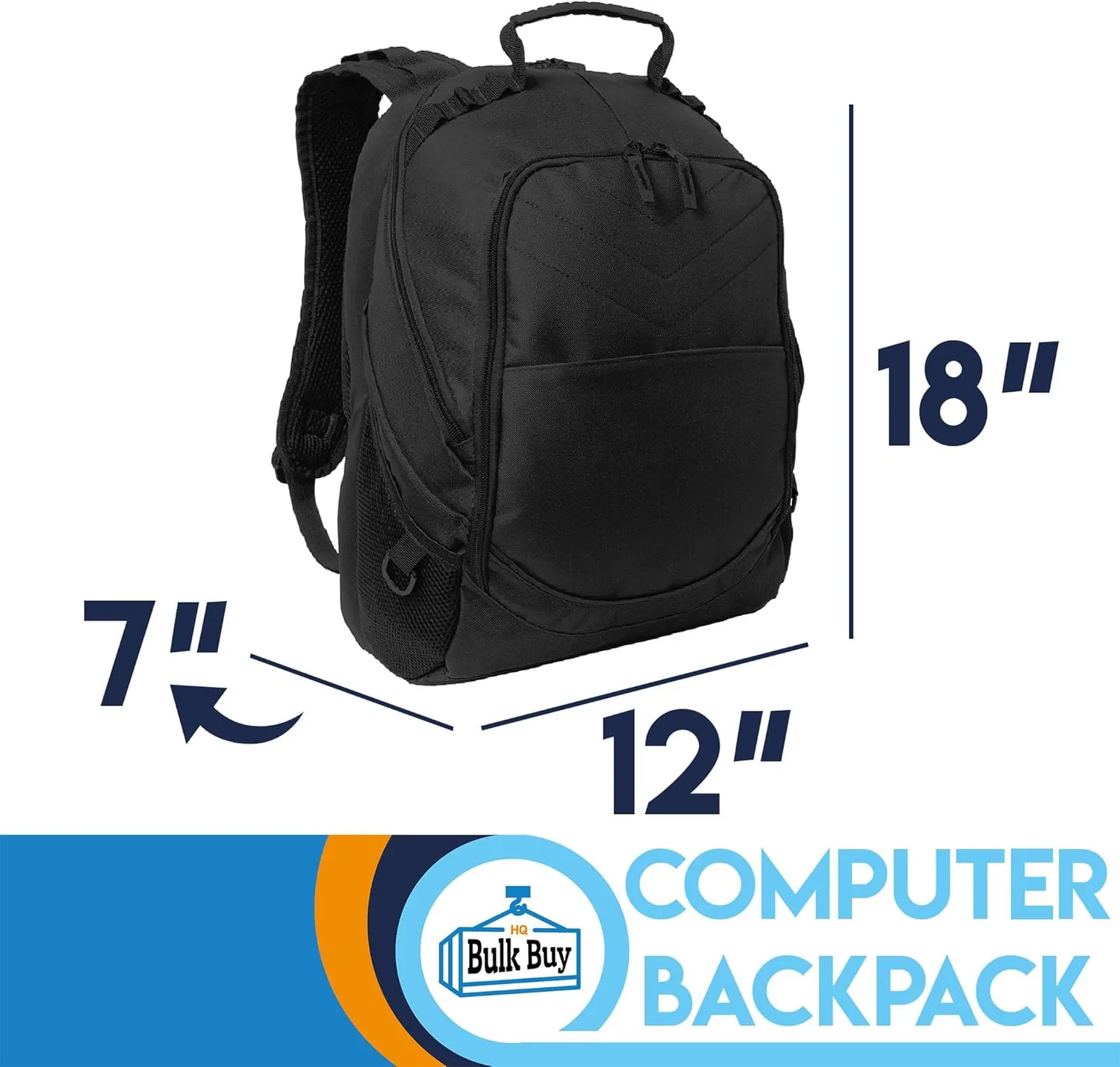 Personalized Embroidered Computer Backpack, Black, 10 Pack - Add Your Logo - Customized Casual Computer Backpack for Business