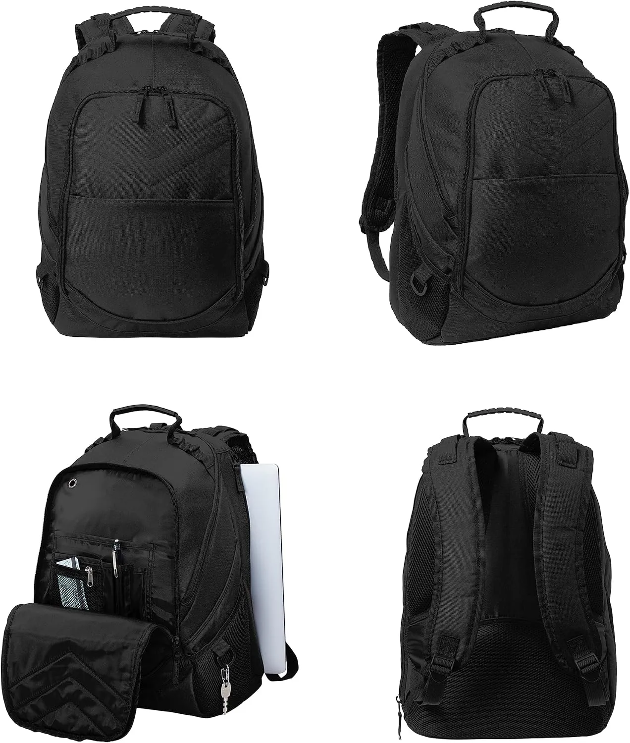 Personalized Embroidered Computer Backpack, Dark Charcoal/Black, 50 Pack - Add Your Logo - Customized Casual Computer Backpack for Business