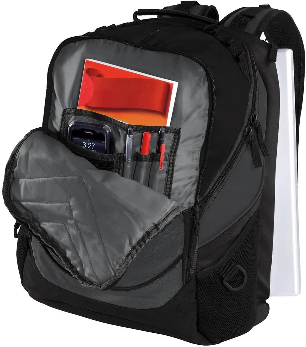 Personalized Embroidered Computer Backpack, Dark Charcoal/Black, 50 Pack - Add Your Logo - Customized Casual Computer Backpack for Business