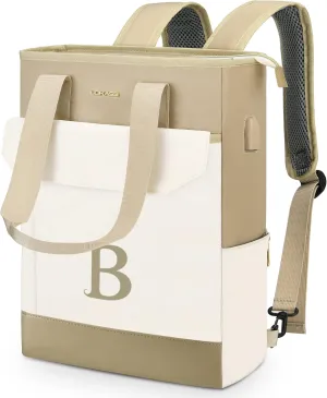 Personalized Initial Laptop Tote Bag Women-15.6" Backpack Purse with USB Port, 2023 Christmas Gift/Birthday Gifts for Women/Teen Girls/Coworker/Colleage, Waterproof Teacher Work Bag-Letter B