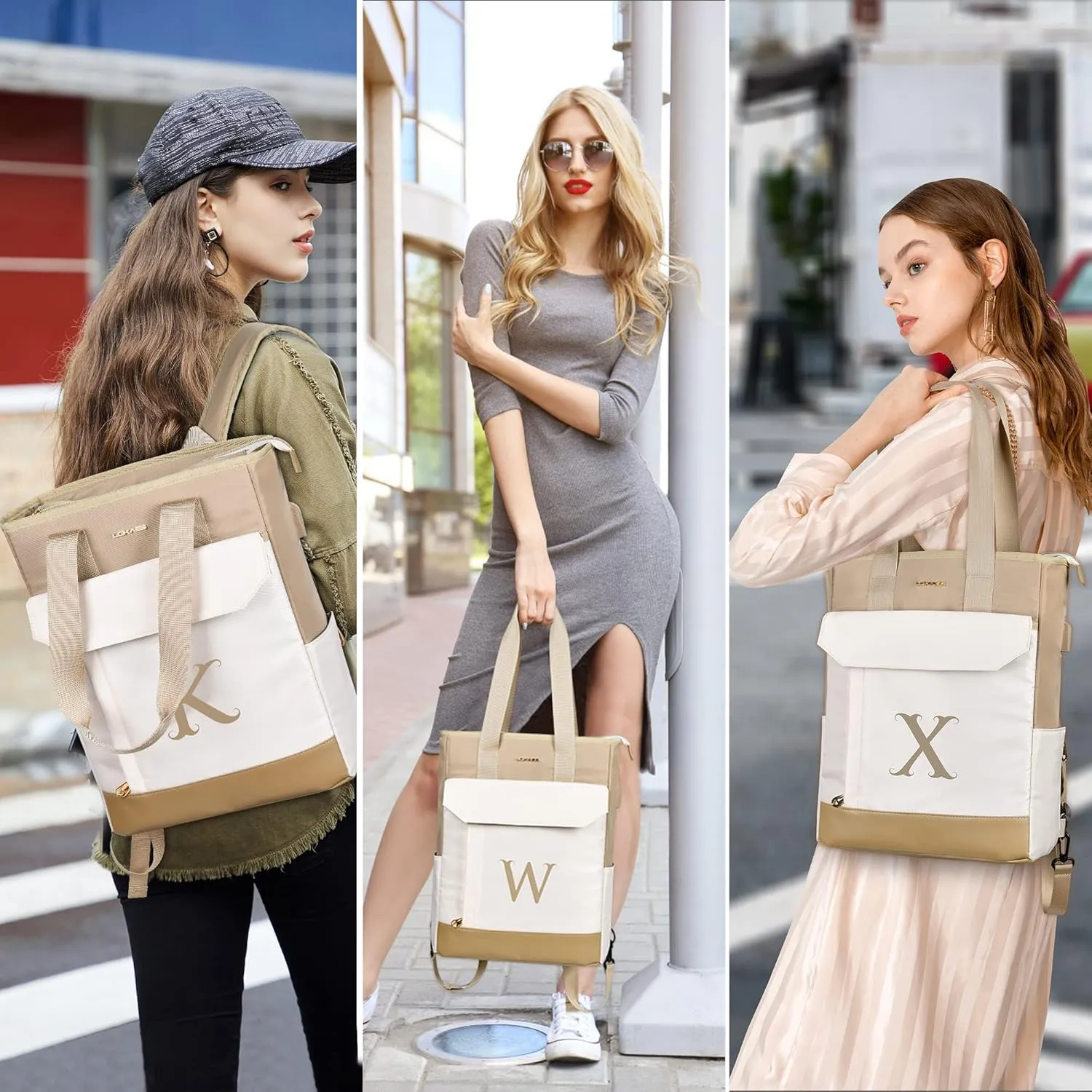 Personalized Initial Laptop Tote Bag Women-15.6" Backpack Purse with USB Port, 2023 Christmas Gift/Birthday Gifts for Women/Teen Girls/Coworker/Colleage, Waterproof Teacher Work Bag-Letter H