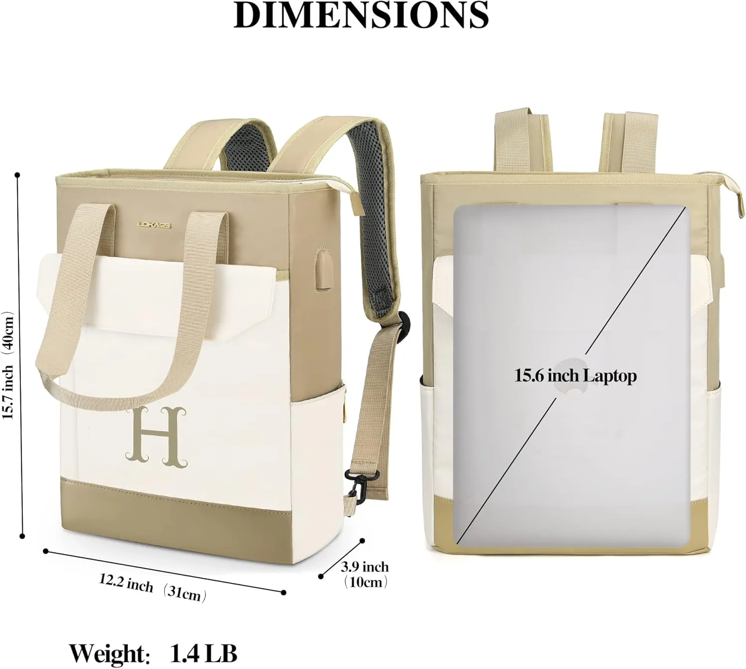 Personalized Initial Laptop Tote Bag Women-15.6" Backpack Purse with USB Port, 2023 Christmas Gift/Birthday Gifts for Women/Teen Girls/Coworker/Colleage, Waterproof Teacher Work Bag-Letter X