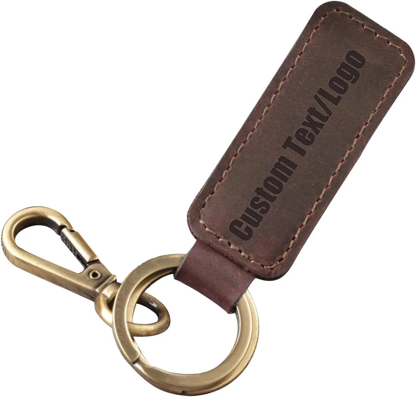 Personalized Leather Custom Keychain Engraved Name Keychain with Double Ring for Men and Women