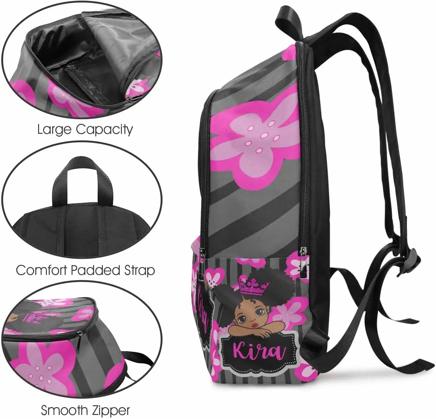 Personalized School Backpack with Name, Custom Girl Backpack Bookbag Customized Shoulder Bag Casual Daypack Bag Laptop for Girls Daughter Niece Grandaughter Friends