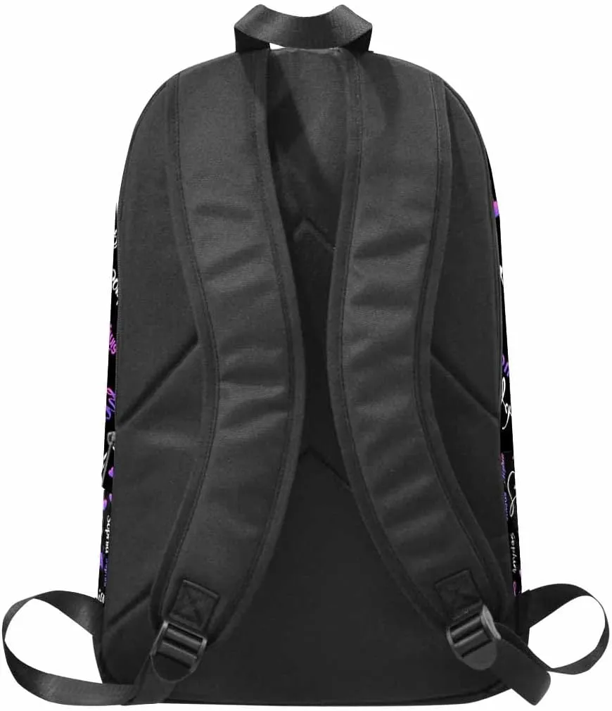 Personalized School Backpack with Name, Custom Purple Bow Tie Hearts Backpack Customized Shoulder Bag Casual Daypack Bag for Girls Daughter Niece