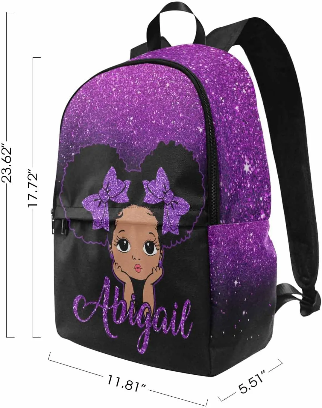 Personalized Schoolbag Set for Daughter from Mom, Custom Purple Glitter Shoulders Bag Customized Name Backpack Lunchbox Set Casual Daypack for Teenagers