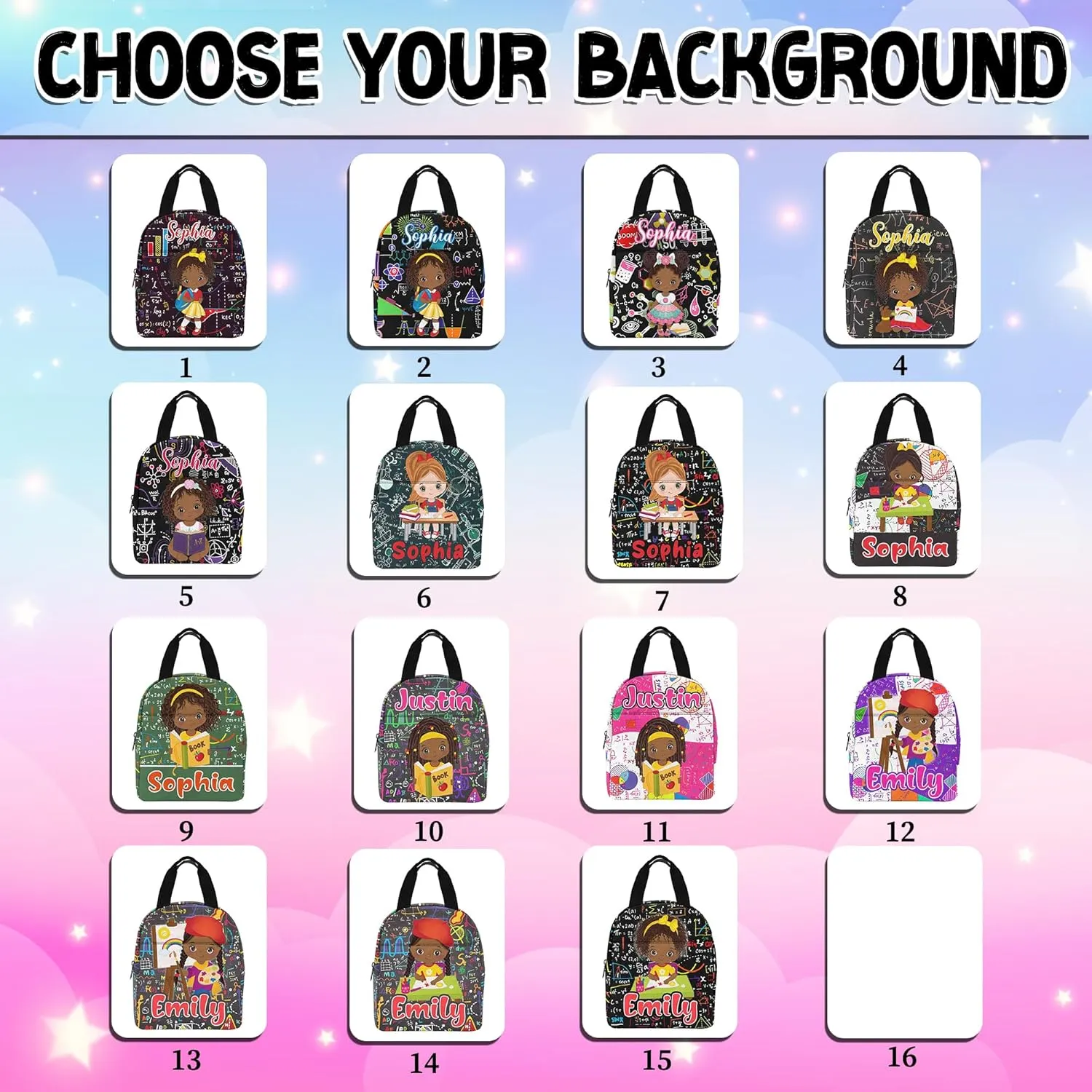 Personalized Unisex Backpack and Lunch Bag Set, Nylon Material, 11.8"L x 5.51"W x 17.72"H x 5.9"Hand Drop, Color017