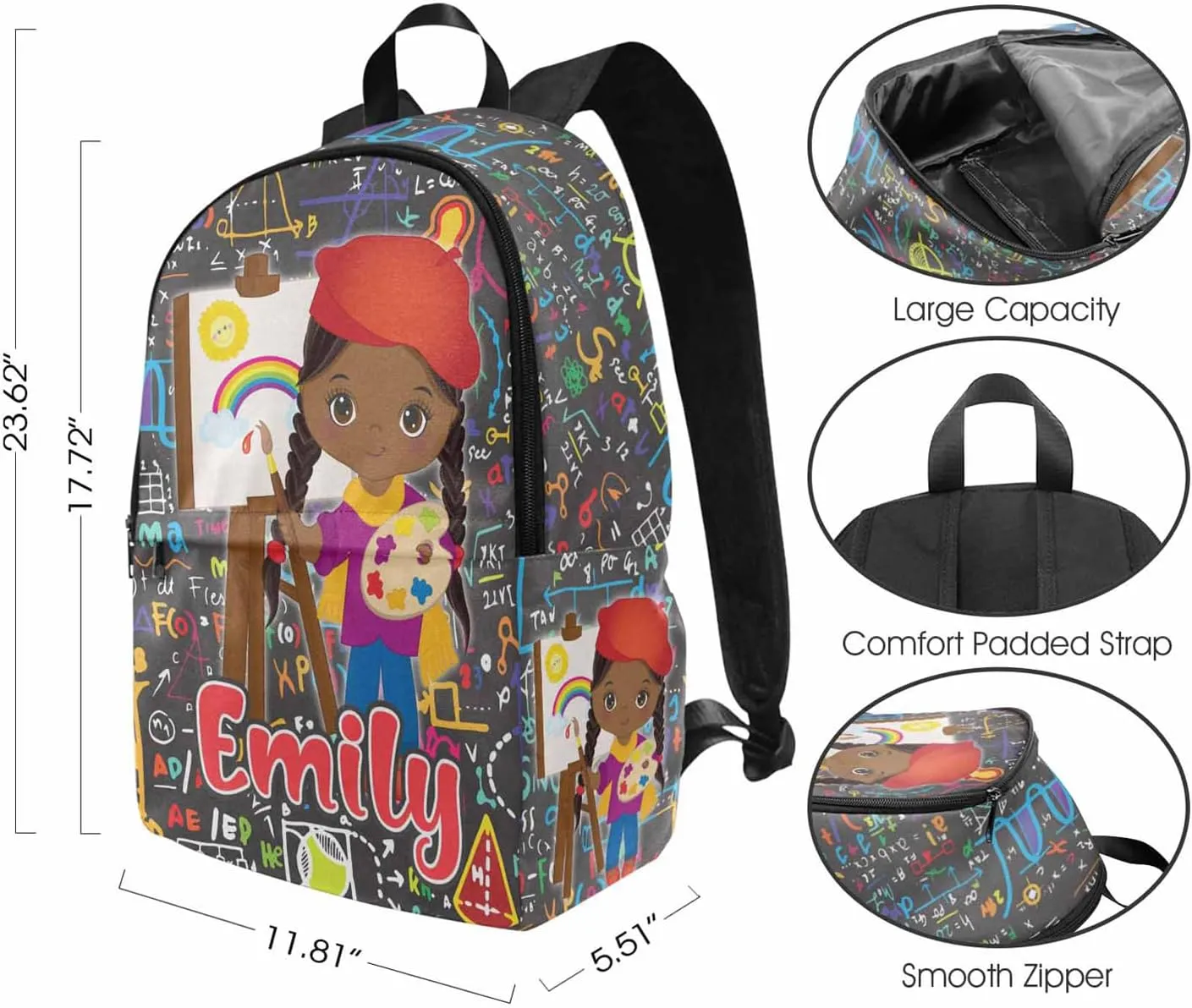 Personalized Unisex Backpack and Lunch Bag Set, Nylon Material, 11.8"L x 5.51"W x 17.72"H x 5.9"Hand Drop, Color017