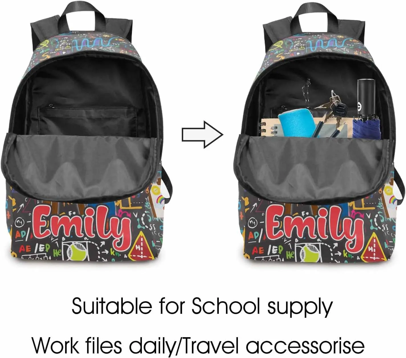 Personalized Unisex Backpack and Lunch Bag Set, Nylon Material, 11.8"L x 5.51"W x 17.72"H x 5.9"Hand Drop, Color017