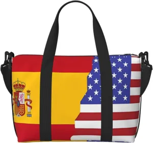 Phayah American Spain Flag Travel Duffel Bag Handbag Carry-On Luggage Bag Overnight Foldable Unisex Airline Travel Personal Items Bag