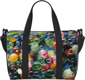 Phayah Colorful Soap Bubbles Travel Duffel Bag Handbag Carry-On Luggage Bag Overnight Foldable Unisex Airline Travel Personal Items Bag