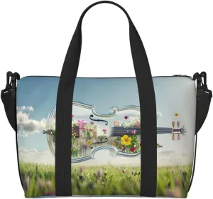 Phayah Crystal Cello Travel Duffel Bag Handbag Carry-On Luggage Bag Overnight Foldable Unisex Airline Travel Personal Items Bag