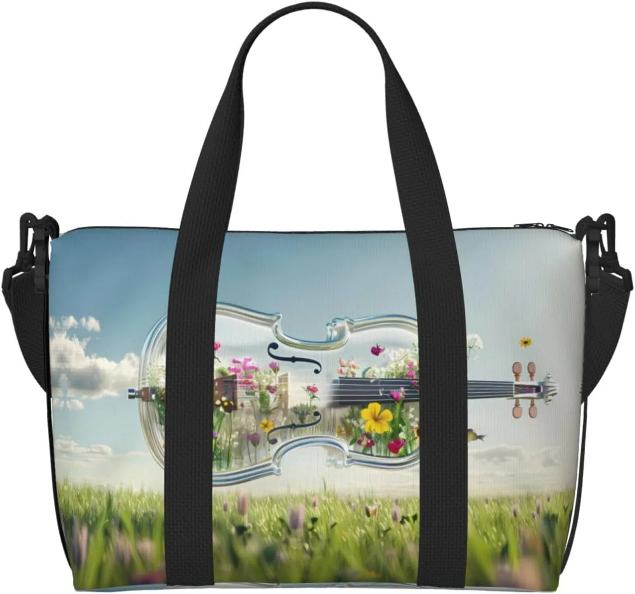 Phayah Crystal Cello Travel Duffel Bag Handbag Carry-On Luggage Bag Overnight Foldable Unisex Airline Travel Personal Items Bag