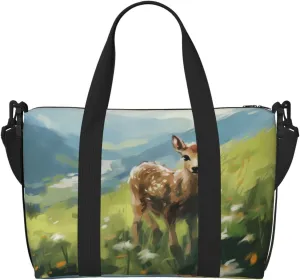 Phayah Deer In The Meadow Travel Duffel Bag Handbag Carry-On Luggage Bag Overnight Foldable Unisex Airline Travel Personal Items Bag