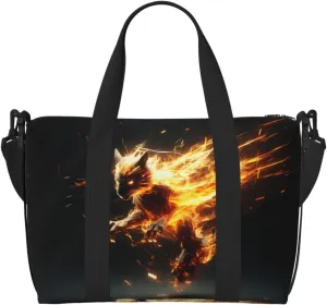 Phayah Flaming Fox Travel Duffel Bag Handbag Carry-On Luggage Bag Overnight Foldable Unisex Airline Travel Personal Items Bag