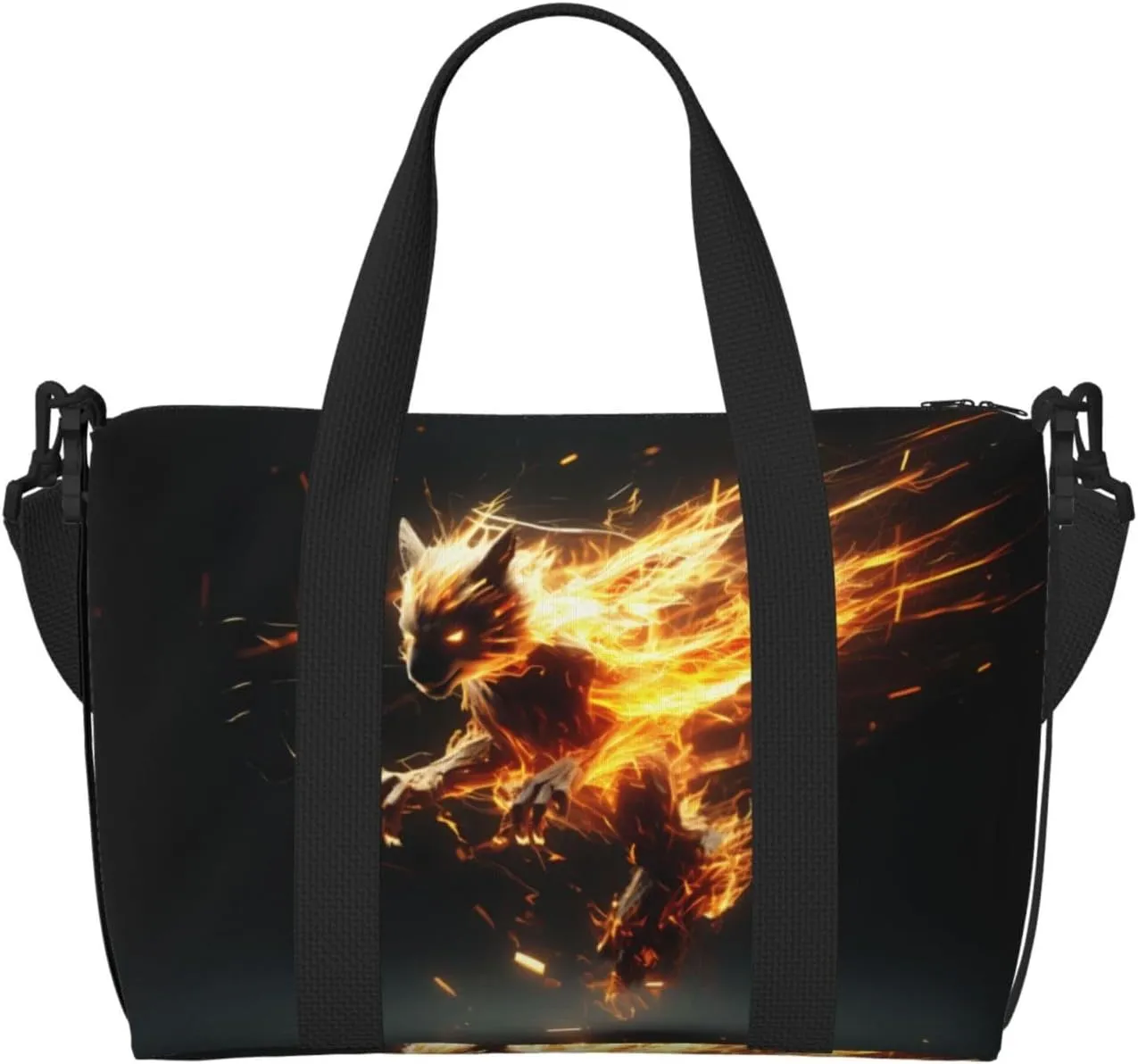 Phayah Flaming Fox Travel Duffel Bag Handbag Carry-On Luggage Bag Overnight Foldable Unisex Airline Travel Personal Items Bag