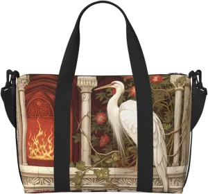 Phayah Flaming White Stork Travel Duffel Bag Handbag Carry-On Luggage Bag Overnight Foldable Unisex Airline Travel Personal Items Bag