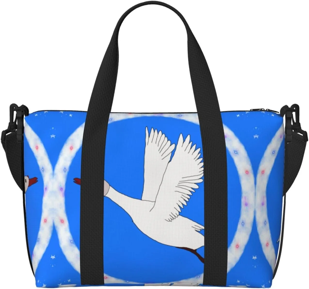Phayah Flying White Goose Travel Duffel Bag Handbag Carry-On Luggage Bag Overnight Foldable Unisex Airline Travel Personal Items Bag