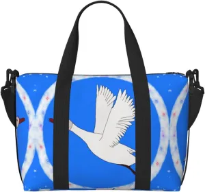 Phayah Flying White Goose Travel Duffel Bag Handbag Carry-On Luggage Bag Overnight Foldable Unisex Airline Travel Personal Items Bag