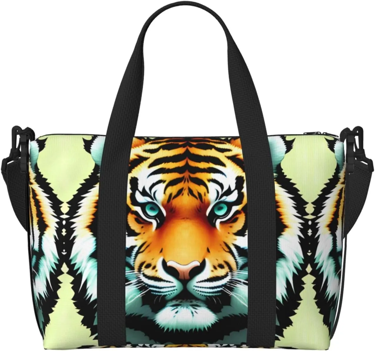 Phayah Little Fat Tiger Head Travel Duffel Bag Handbag Carry-On Luggage Bag Overnight Foldable Unisex Airline Travel Personal Items Bag