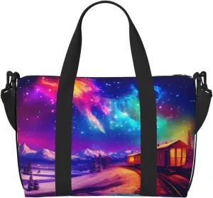 Phayah Night Sky On The Railroad Travel Duffel Bag Handbag Carry-On Luggage Bag Overnight Foldable Unisex Airline Travel Personal Items Bag