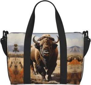 Phayah North American Bison Herd Travel Duffel Bag Handbag Carry-On Luggage Bag Overnight Foldable Unisex Airline Travel Personal Items Bag