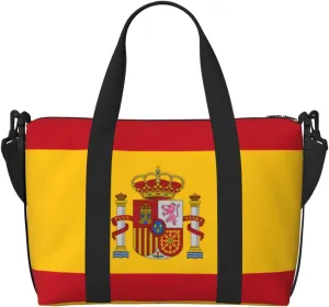 Phayah Spanish Flag Travel Duffel Bag Handbag Carry-On Luggage Bag Overnight Foldable Unisex Airline Travel Personal Items Bag