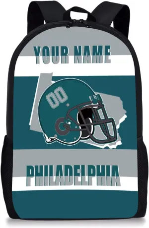 Philadelphia Backpack 17 Inch SchoolBag, Personalized Any Name Number High Capacity Laptop Bag Casual Daypack for Man/Woman/Girl/Boy