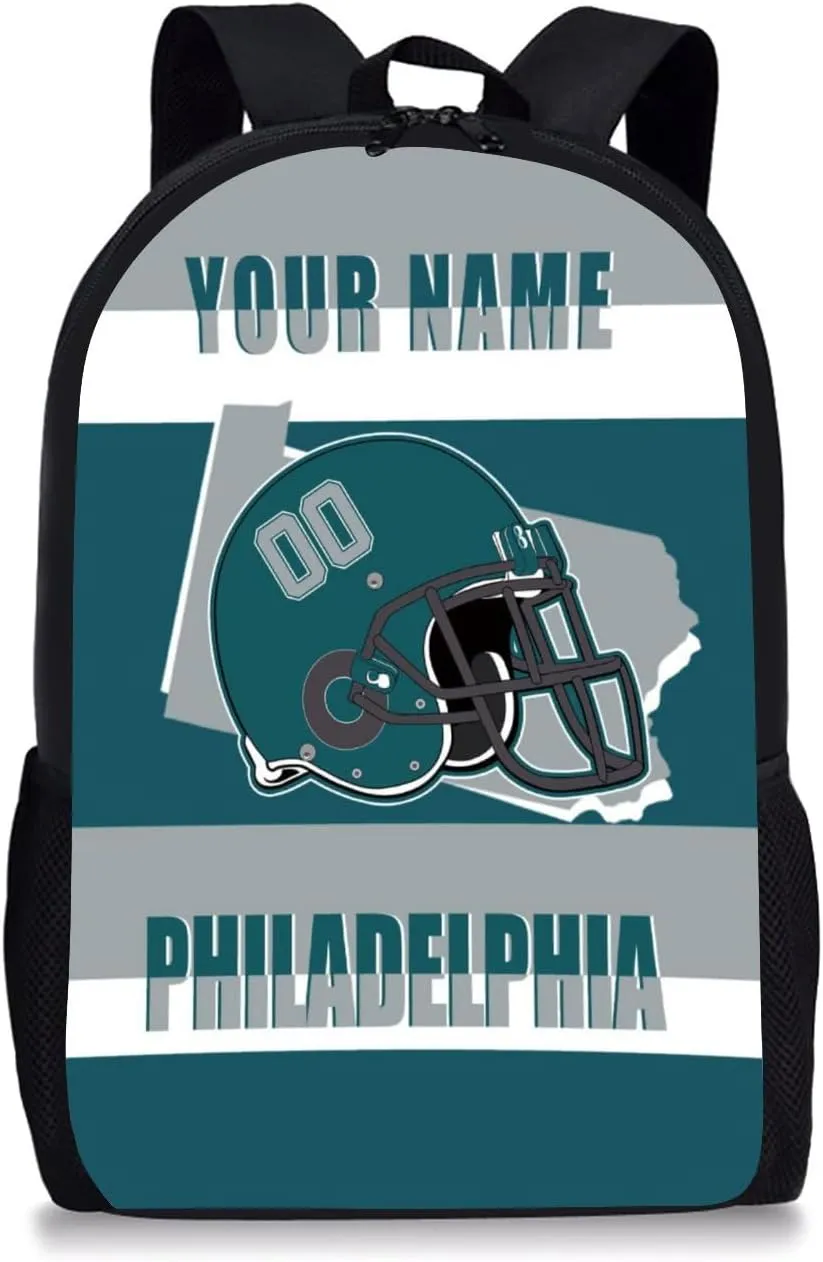 Philadelphia Backpack 17 Inch SchoolBag, Personalized Any Name Number High Capacity Laptop Bag Casual Daypack for Man/Woman/Girl/Boy