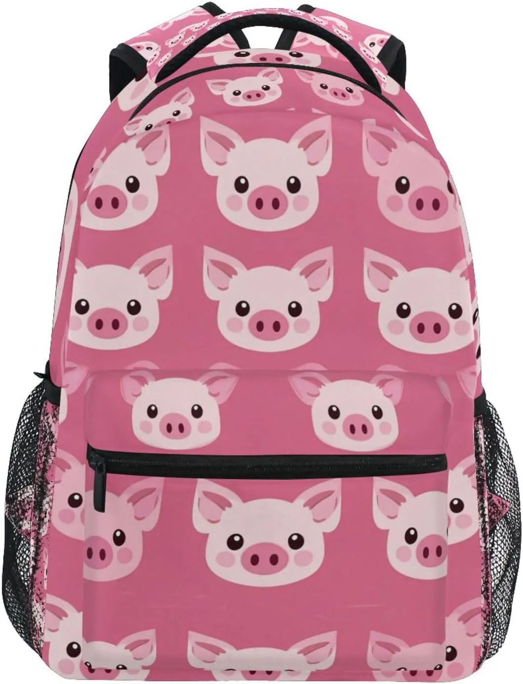 Pink Cartoon Pig Face Laptop Backpack Shoulder School Bag for Girls, Animal Water Resistant College Travel Computer Notebooks Computer Bag Daypack Bookbag for Kids Boys Women