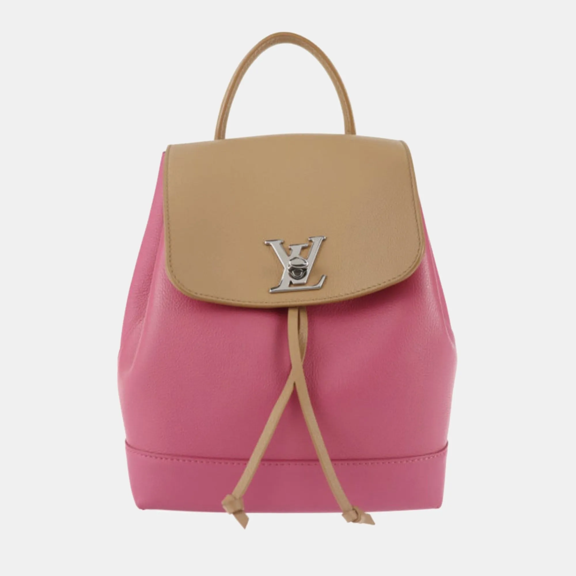 Pink Leather Lockme Backpack