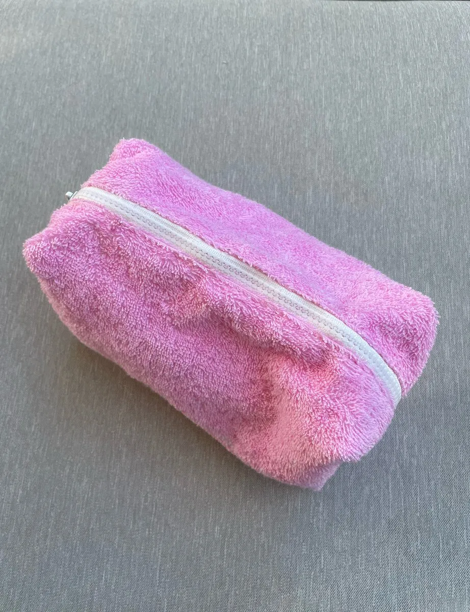 Pink Terry-Cloth Swimsuit Bag