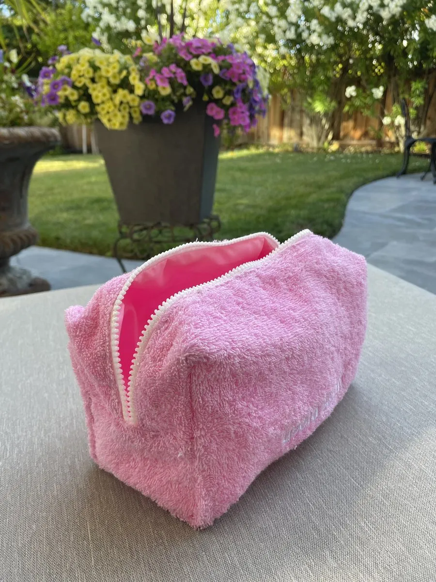 Pink Terry-Cloth Swimsuit Bag