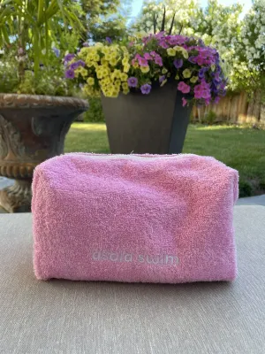 Pink Terry-Cloth Swimsuit Bag