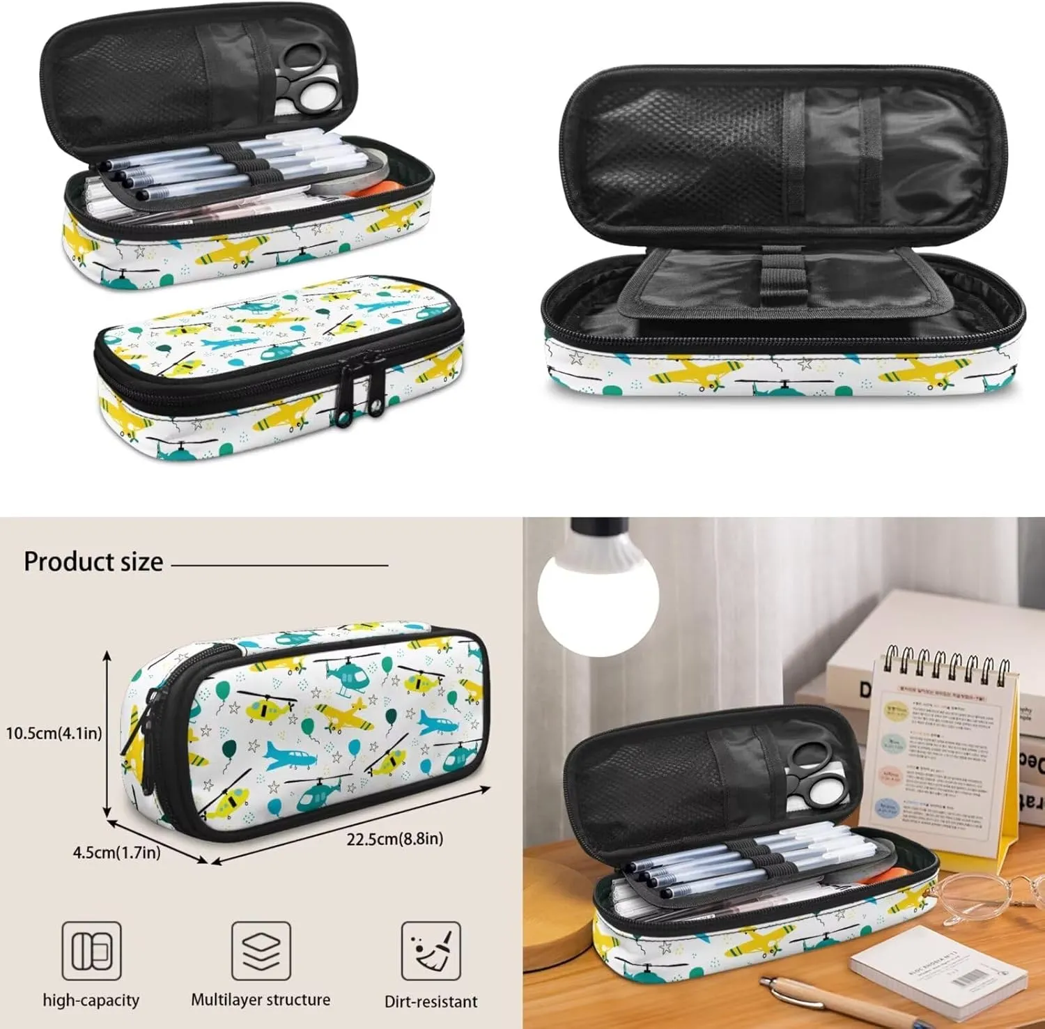 Plane Backpack Kids Boy 3Pcs Book Bag for Ruggedly Reinforced Shoulder 15 Inch Durable School Bag for Kids Kindergarten Nursery School Pre-K Elementary School Outdoor