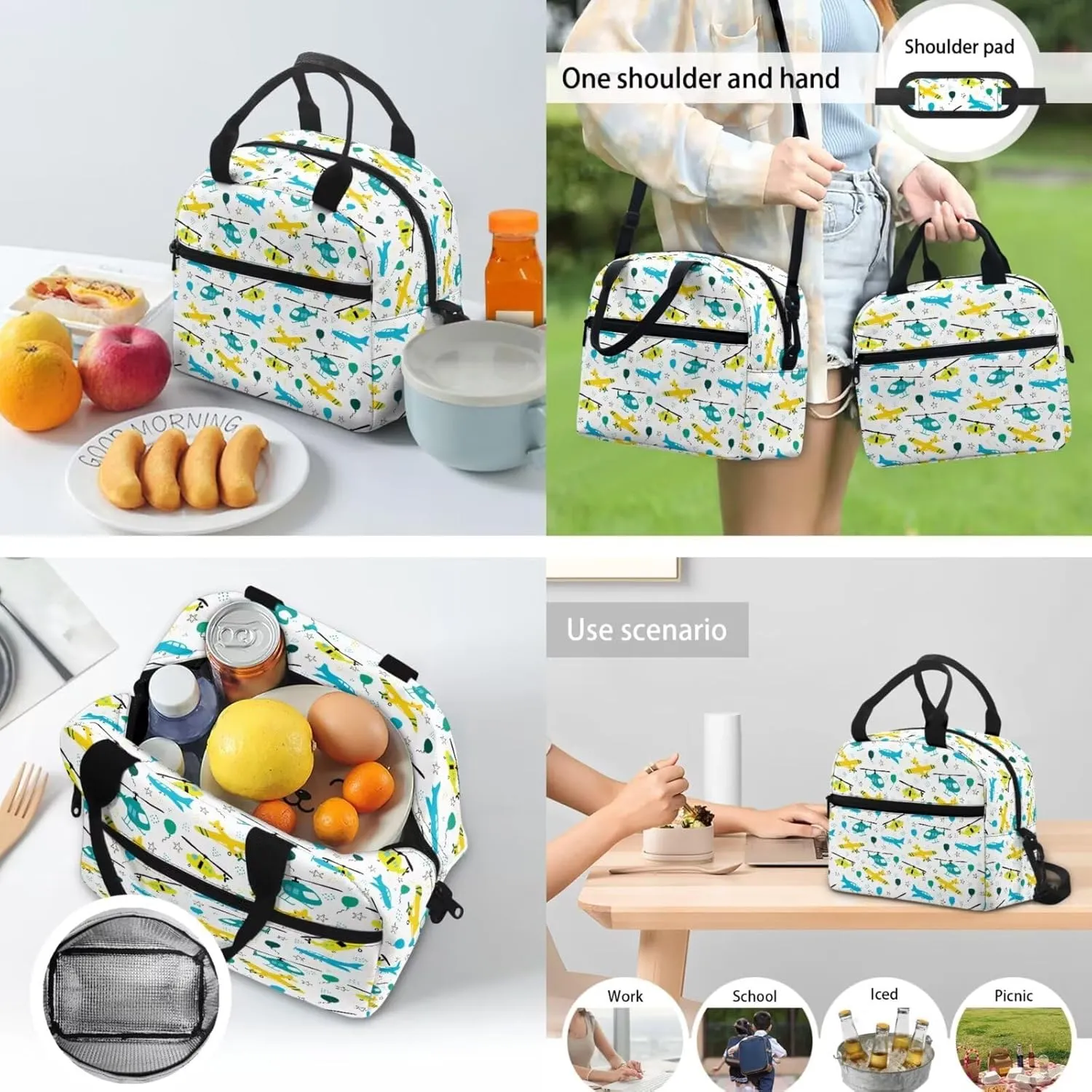 Plane Backpack Kids Boy 3Pcs Book Bag for Ruggedly Reinforced Shoulder 15 Inch Durable School Bag for Kids Kindergarten Nursery School Pre-K Elementary School Outdoor