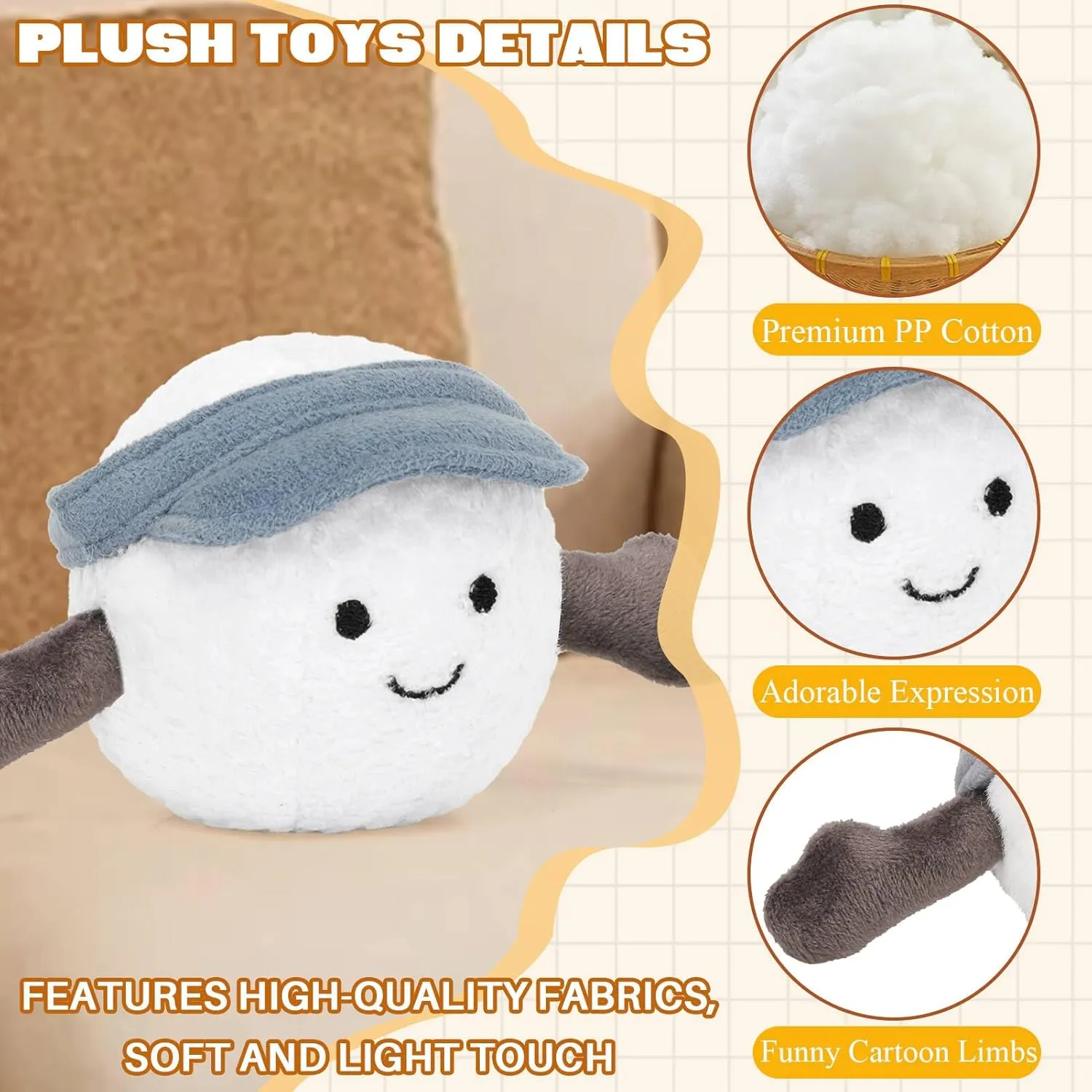 Plush Keychain Cute Golf Ball Plush Soft Stuffed Keychain Toys Gift for Sports Fans Kawaii Charm for Bags and Keys