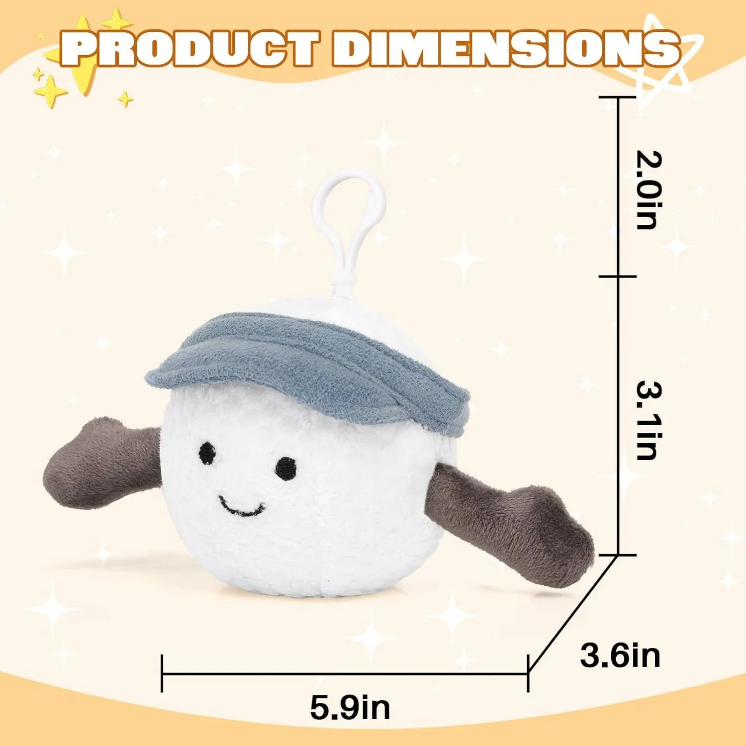 Plush Keychain Cute Golf Ball Plush Soft Stuffed Keychain Toys Gift for Sports Fans Kawaii Charm for Bags and Keys