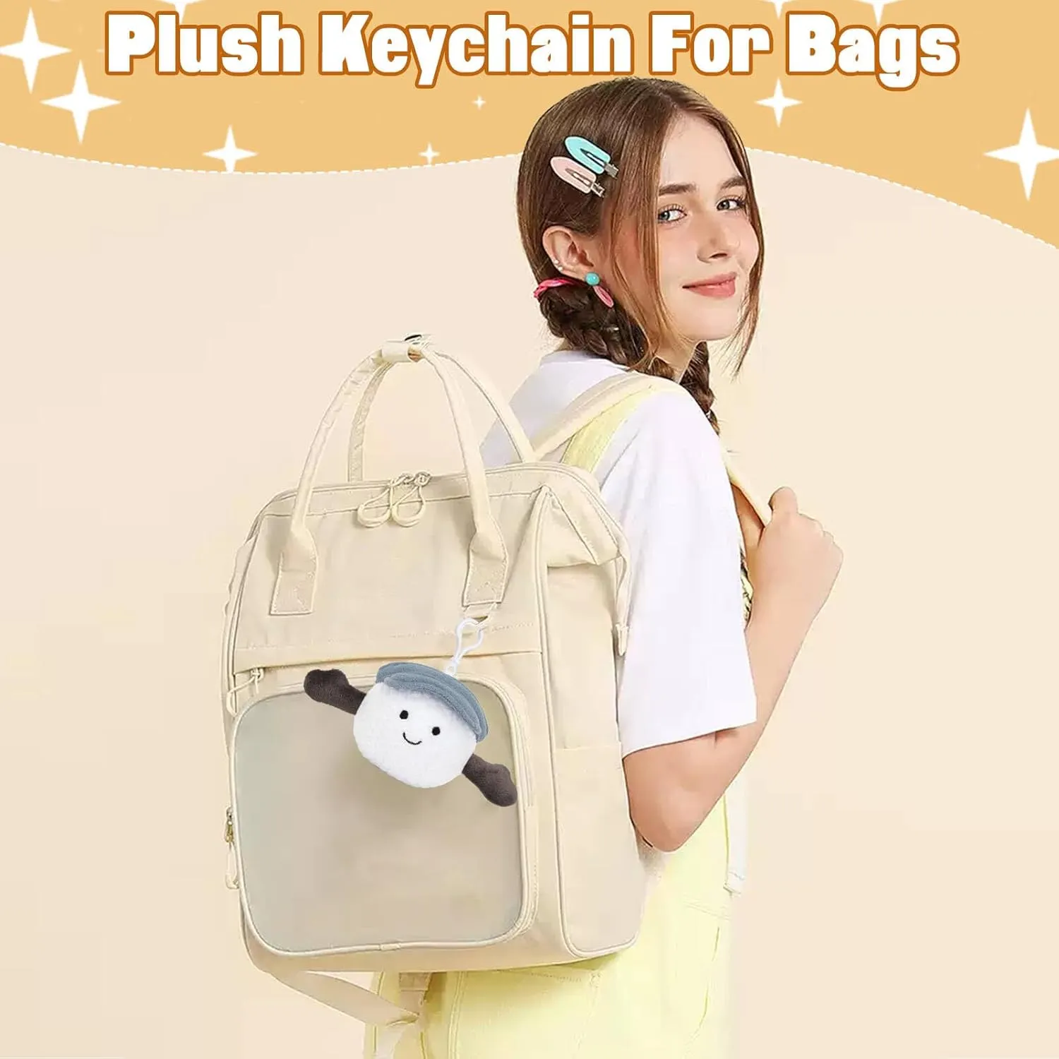 Plush Keychain Cute Golf Ball Plush Soft Stuffed Keychain Toys Gift for Sports Fans Kawaii Charm for Bags and Keys