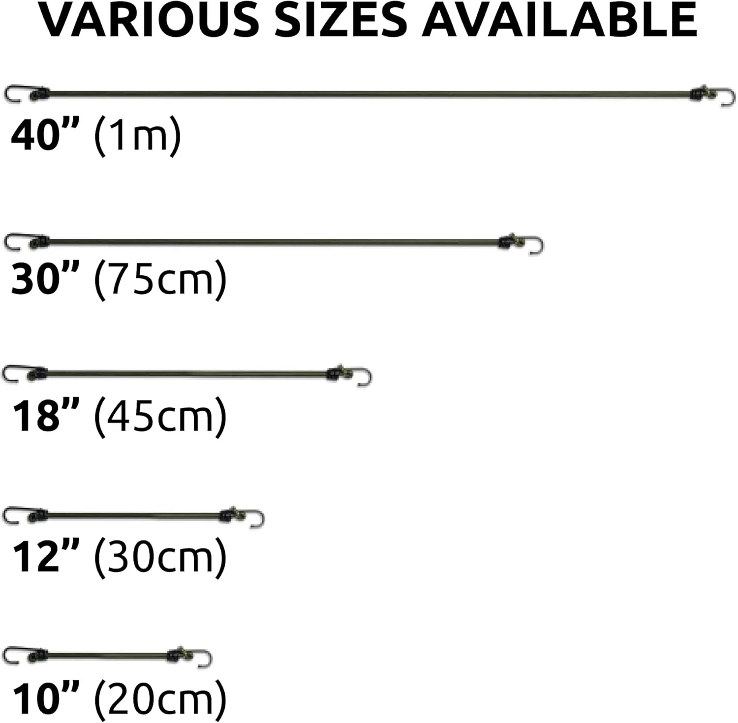 Pluvios - Heavy Duty Bungee Cords with Hooks - 10 Pack – Choice of Sizes - Multi-Purpose Elastic Bungee Straps for Luggage, Roof Racks, Camping - Weatherproof & UV Resistant (8" (20cm))