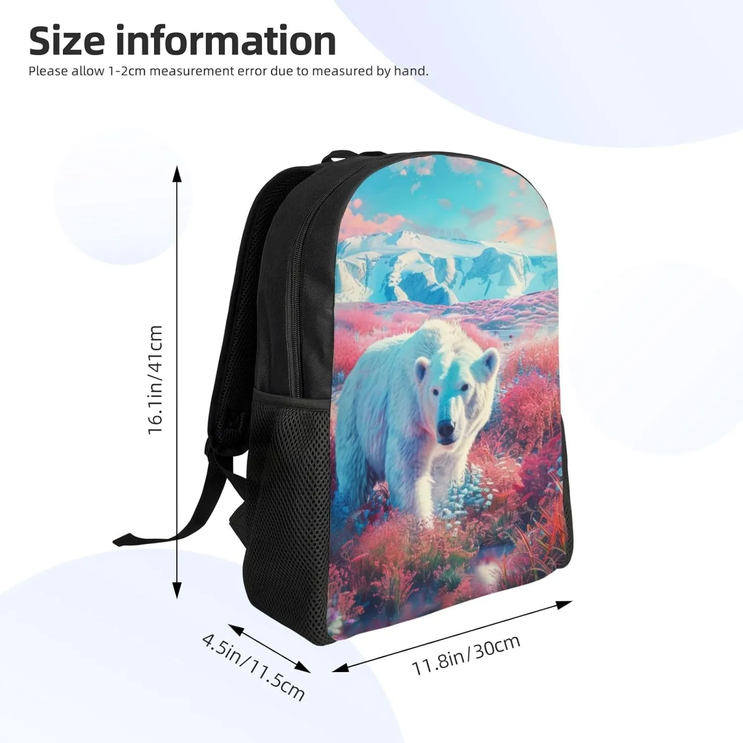 Polar Bear Backpack Waterproof Anti Theft Durable Light Laptop Bag Backpacks For Women Men Travel Gym Backpack