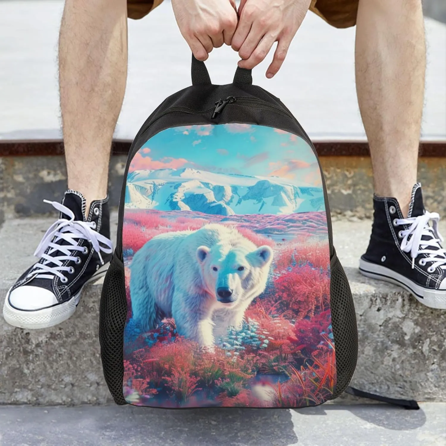 Polar Bear Backpack Waterproof Anti Theft Durable Light Laptop Bag Backpacks For Women Men Travel Gym Backpack