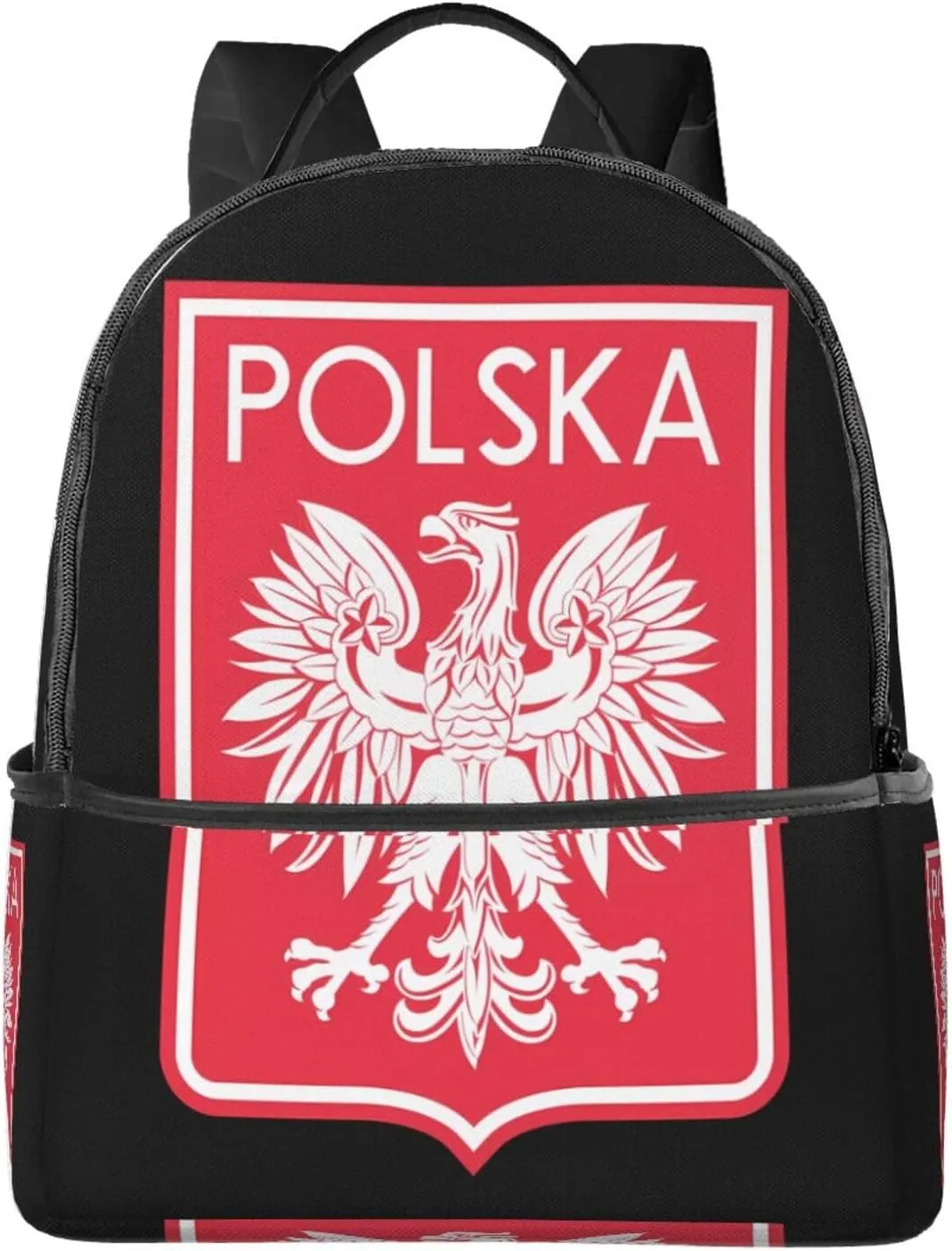 Polish Flag Poland Polska Eagle Casual Backpacks Travel Backpack Fashion Rucksack Outdoor Daypack Lightweight Bag with Leather Handles for Working Hiking Camping